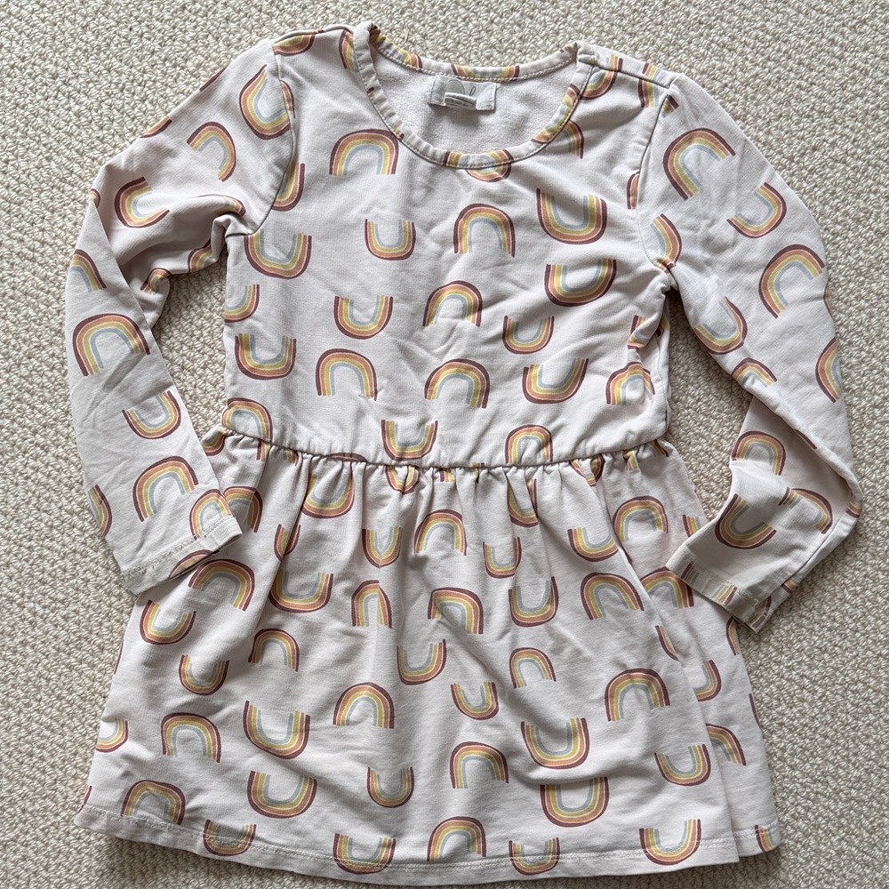 Peek Rainbow Patterned Kids Casual Dress - Cream